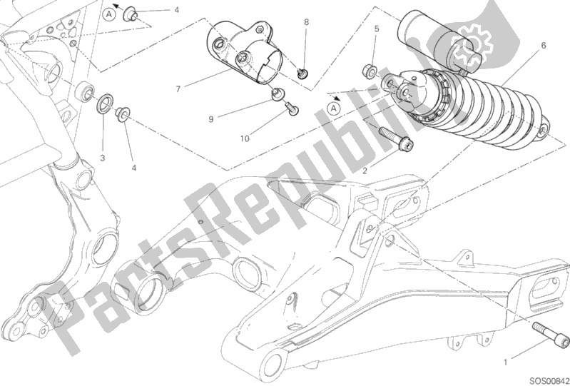 All parts for the Sospensione Posteriore of the Ducati Scrambler Desert Sled Thailand 803 2017